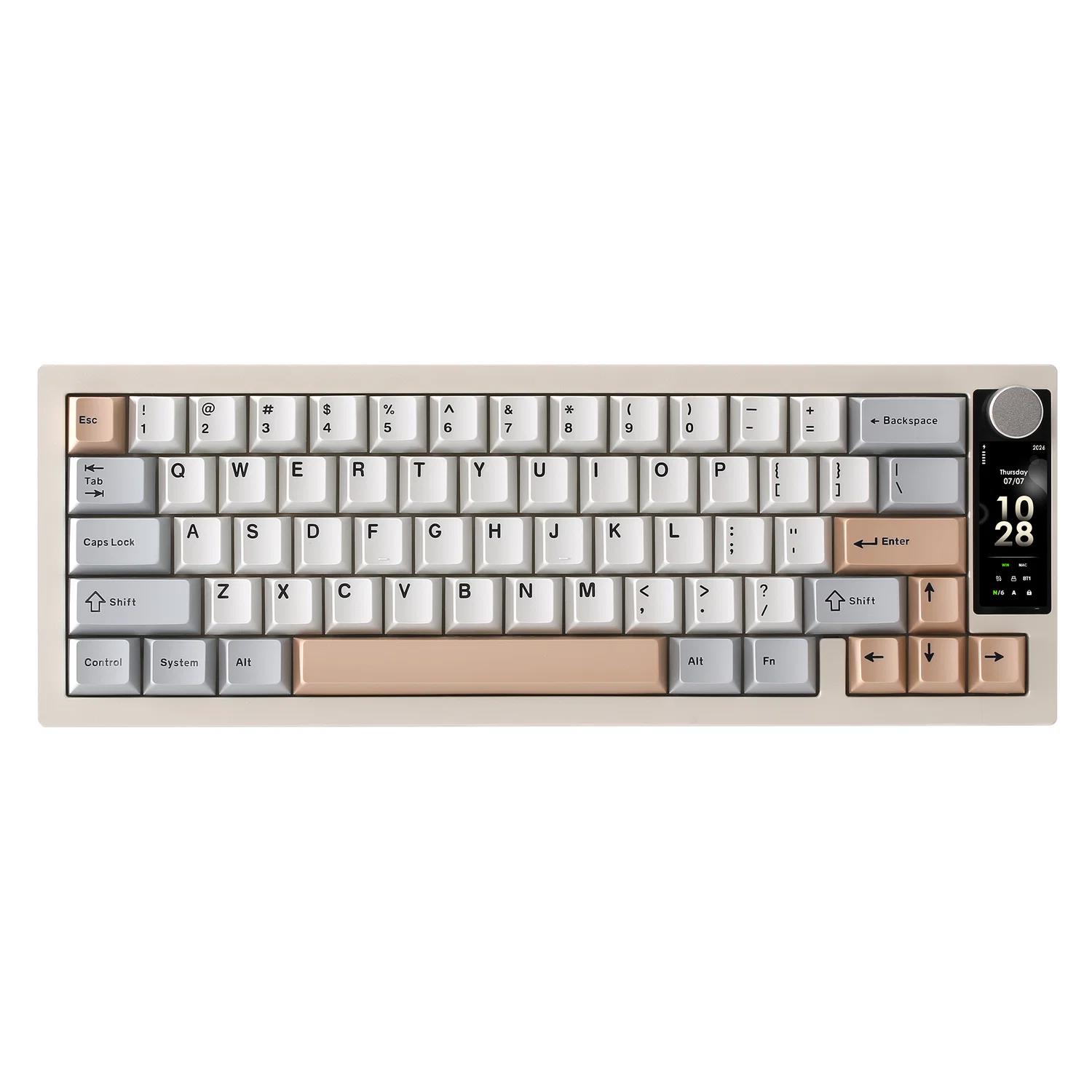 A large main feature product image of YUNZII IF68 QMK/VIA Wireless Mechanical Keyboard - Beige (Candy Linear Switch)