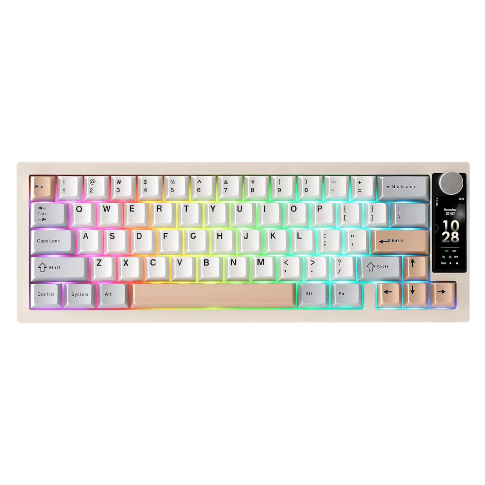 YUNZII IF68 QMK/VIA Wireless Mechanical Keyboard - Beige (Candy Linear Switch)