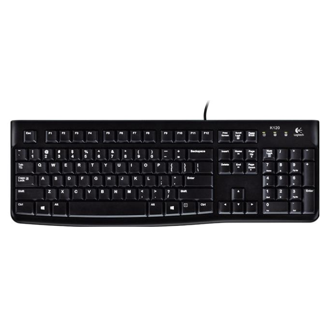 A large main feature product image of EX-DEMO Logitech K120 Plug-and-Play USB Keyboard