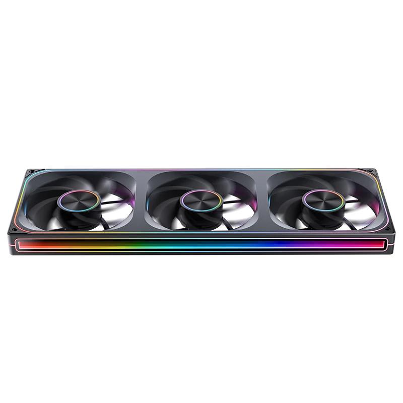 A large main feature product image of EX-DEMO Jonsbo ZA-420 ARGB 140x420mm PWM Reverse Blade Triple Fan Module (Black)
