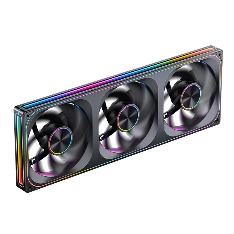 A large main feature product image of EX-DEMO Jonsbo ZA-420 ARGB 140x420mm PWM Reverse Blade Triple Fan Module (Black)