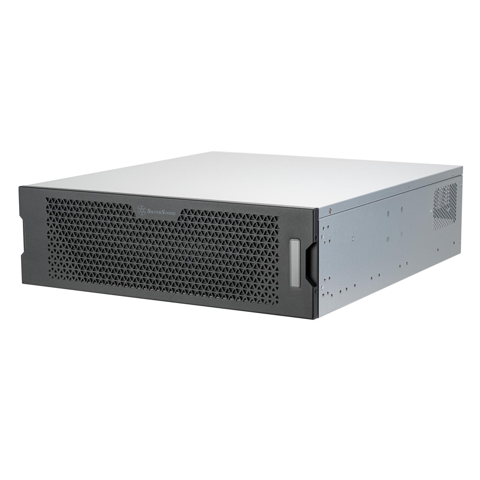 A large main feature product image of SilverStone RM31 3U Rackmount Server Chassis w/ Dual PSU & Liquid Cooling Compatibility