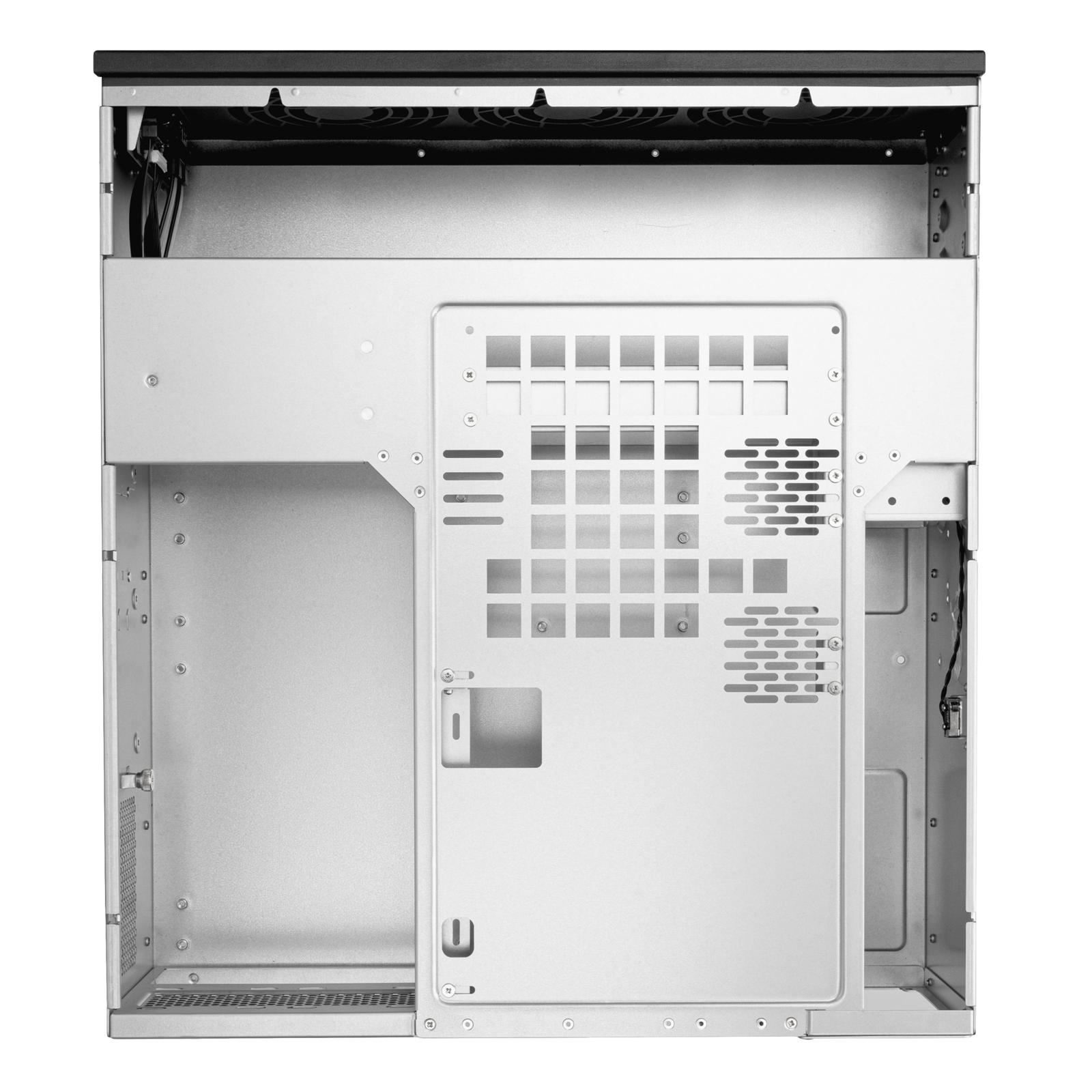 A large main feature product image of SilverStone RM32 3U Rackmount Server Chassis w/ High-End GPU & Liquid Cooling Compatibility