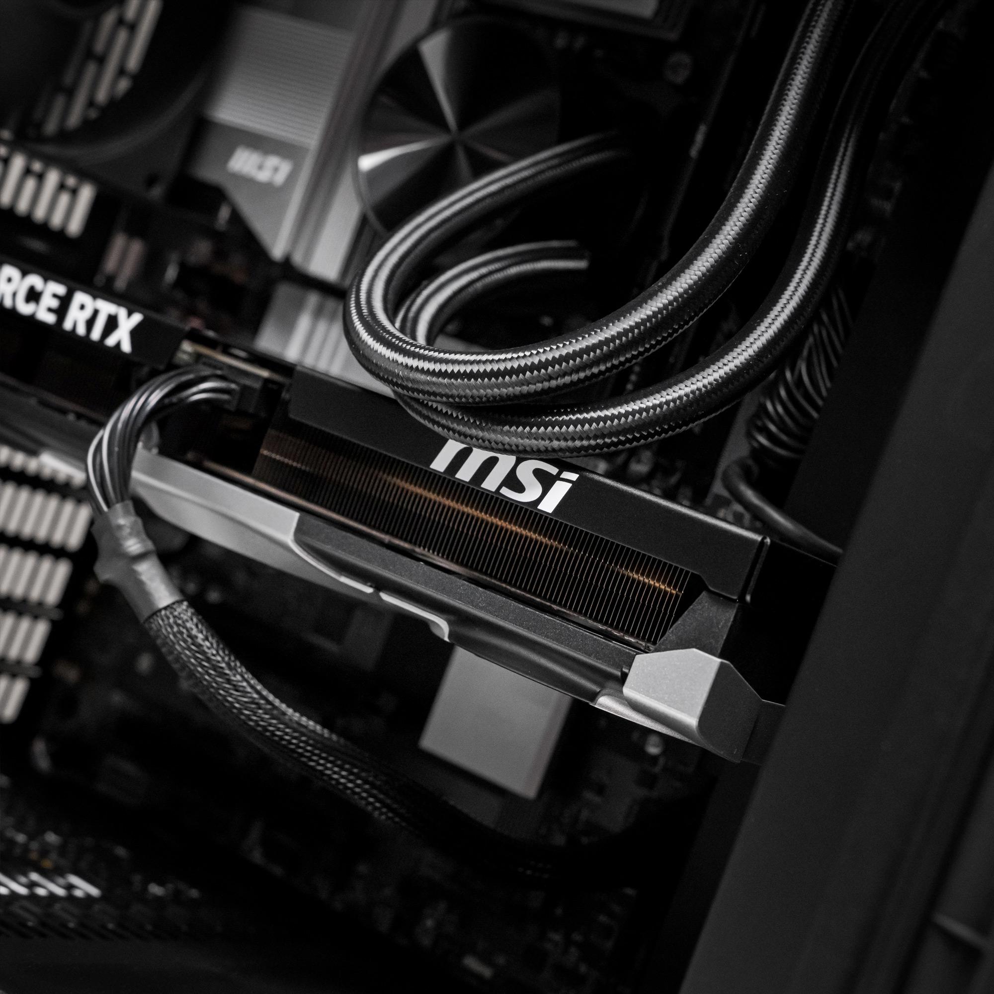 A large main feature product image of PLE Meshify RTX 5070 Prebuilt Ready To Go Gaming PC