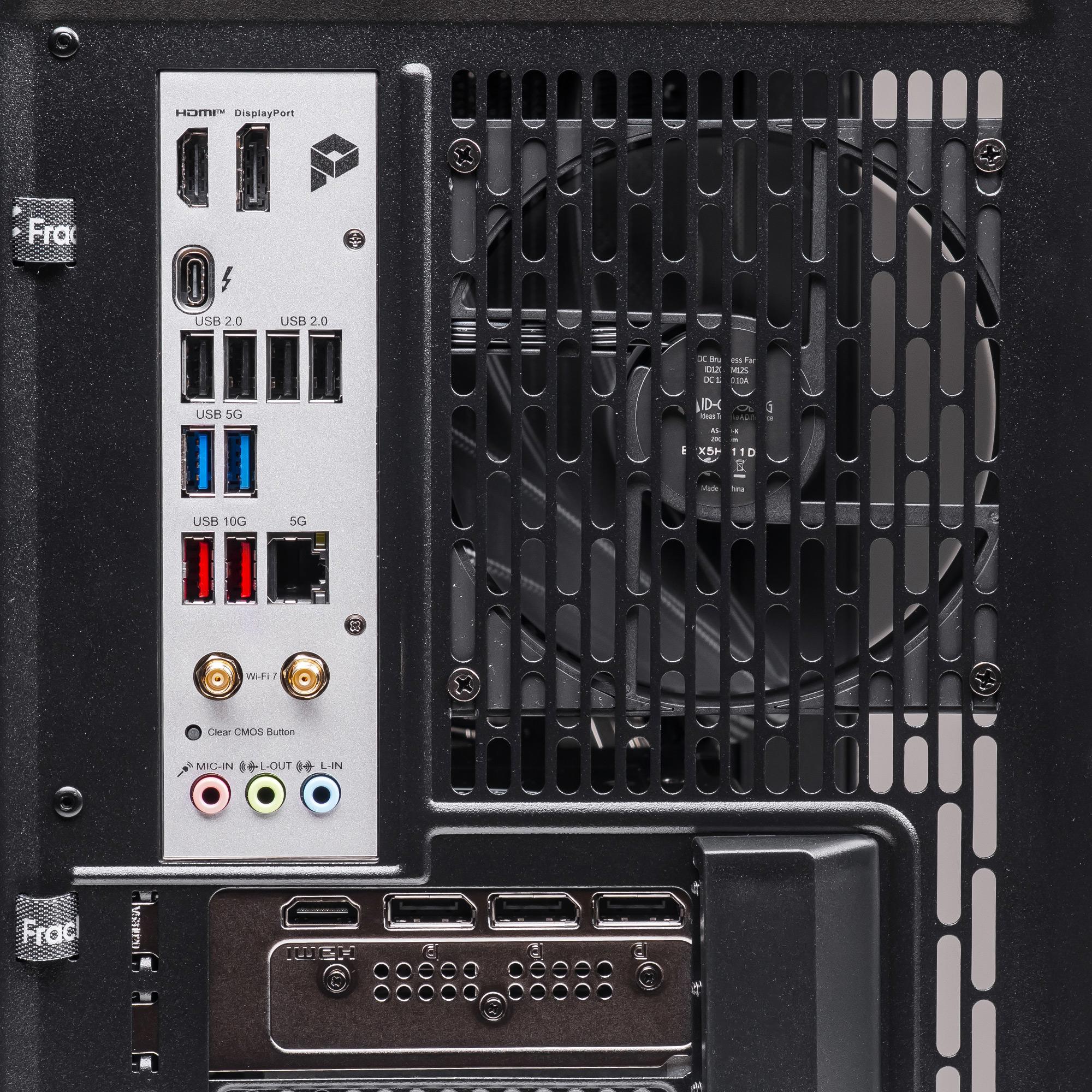 A large main feature product image of PLE Meshify RTX 5070 Prebuilt Ready To Go Gaming PC