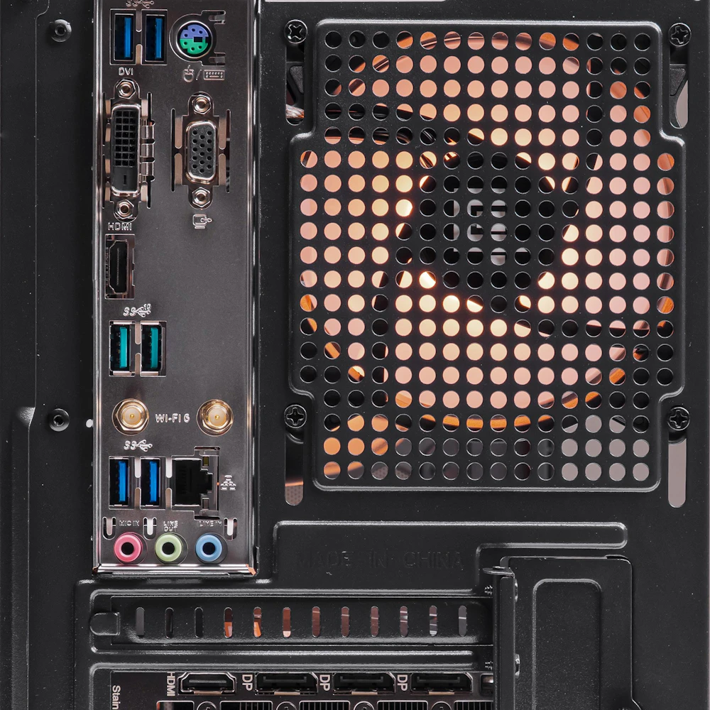 A large main feature product image of PLE Amber RTX 5050 Prebuilt Ready To Go Gaming PC