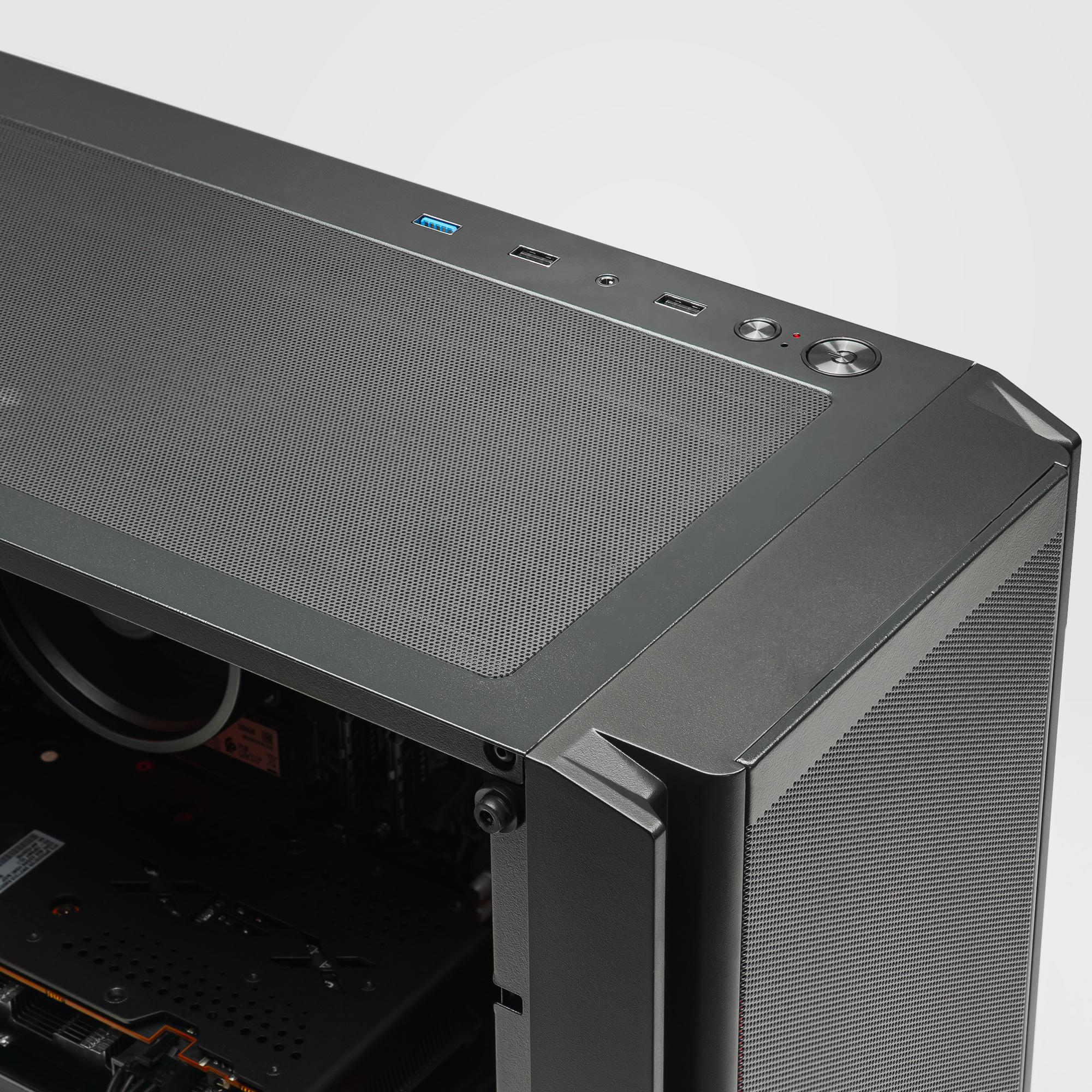 A large main feature product image of EX-DEMO PLE Crimson RX 7600 Prebuilt Ready To Go Gaming PC