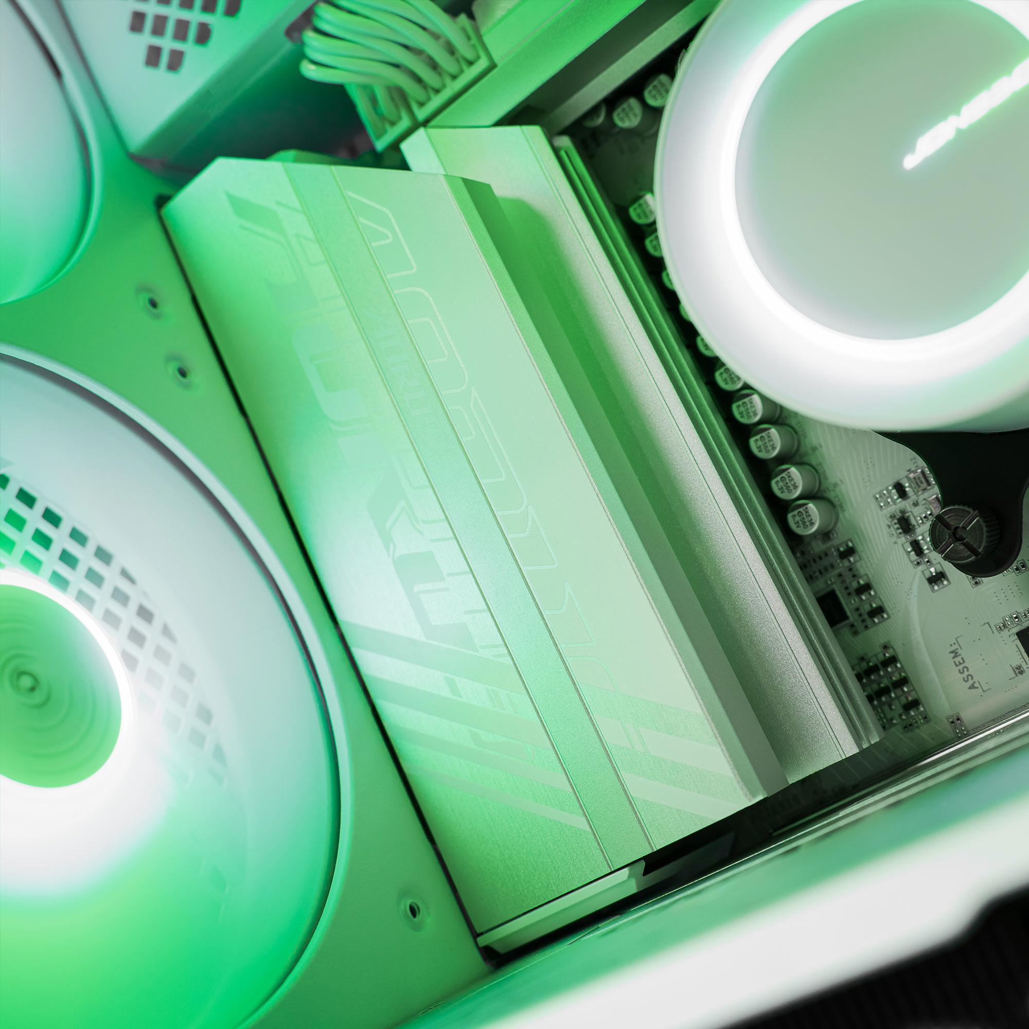 A large main feature product image of EX-DEMO PLE Mint RX 9070 XT Prebuilt Ready To Go Gaming PC