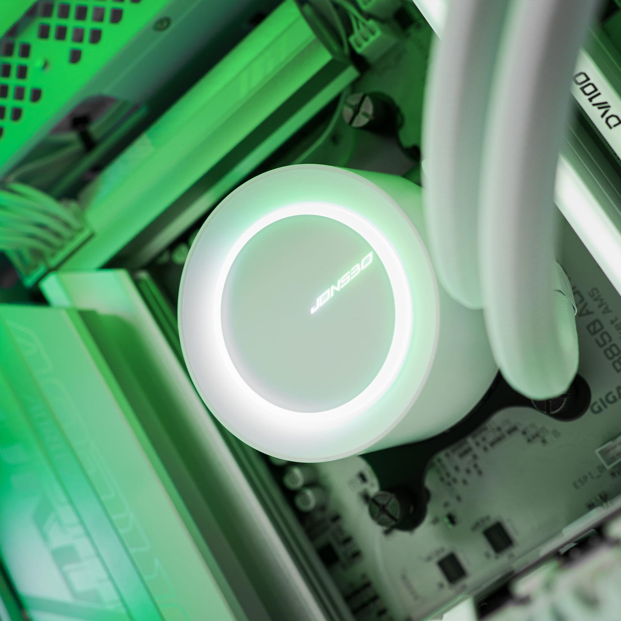 A large main feature product image of EX-DEMO PLE Mint RX 9070 XT Prebuilt Ready To Go Gaming PC