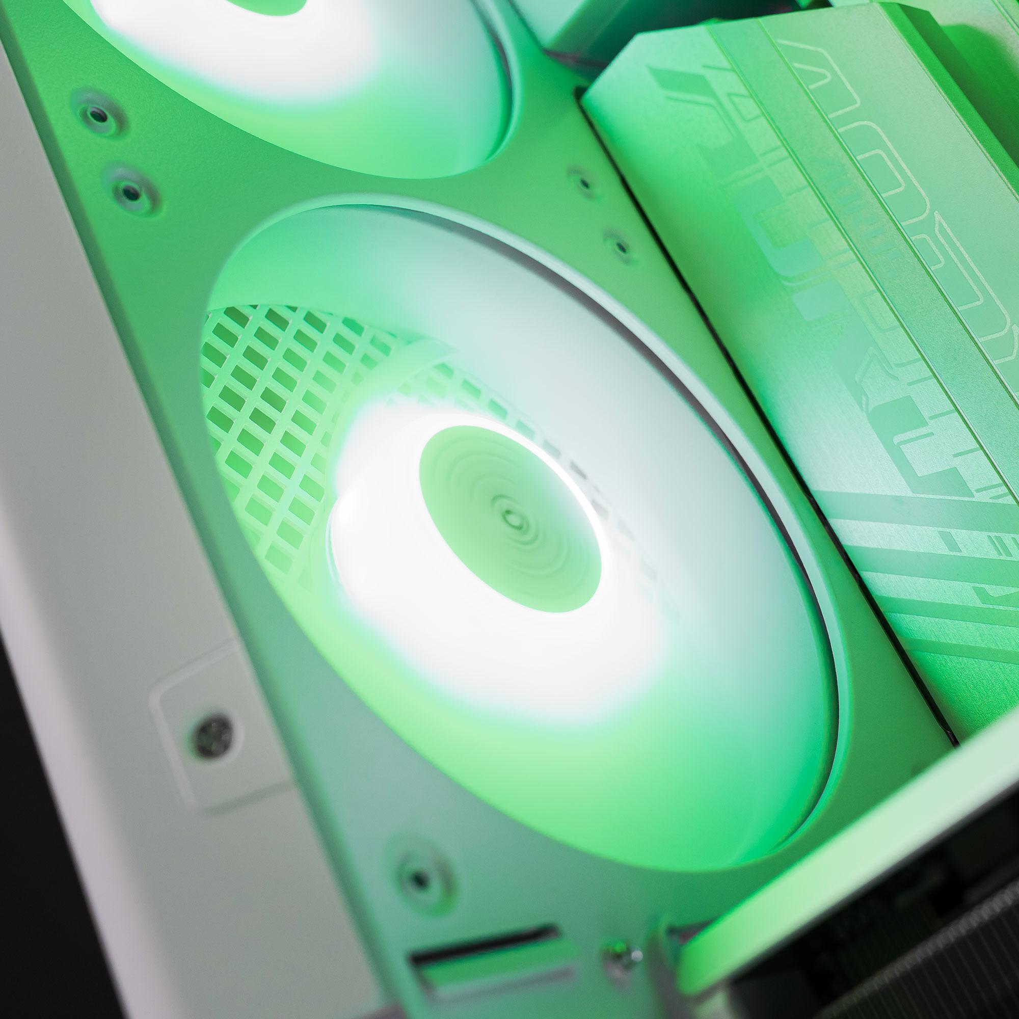A large main feature product image of EX-DEMO PLE Mint RX 9070 XT Prebuilt Ready To Go Gaming PC