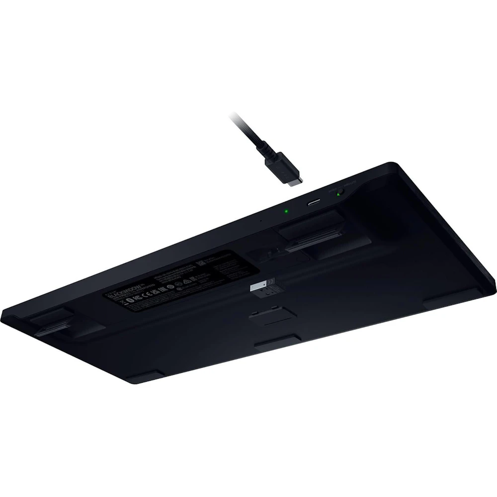 A large main feature product image of EX-DEMO Razer BlackWidow V4 Tenkeyless Low-Profile Hyperspeed - Wireless Mechanical Gaming Keyboard (Green Switch)
