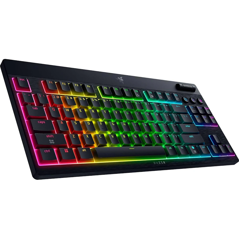 A large main feature product image of EX-DEMO Razer BlackWidow V4 Tenkeyless Low-Profile Hyperspeed - Wireless Mechanical Gaming Keyboard (Green Switch)