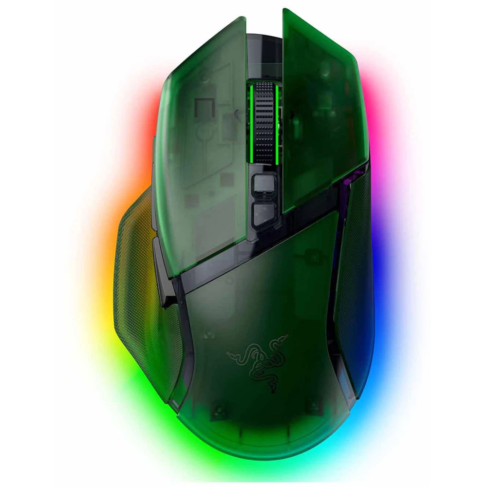 A large main feature product image of EX-DEMO Razer Basilisk V3 Pro 35K - Ergonomic Wireless Gaming Mouse (Phantom Green)