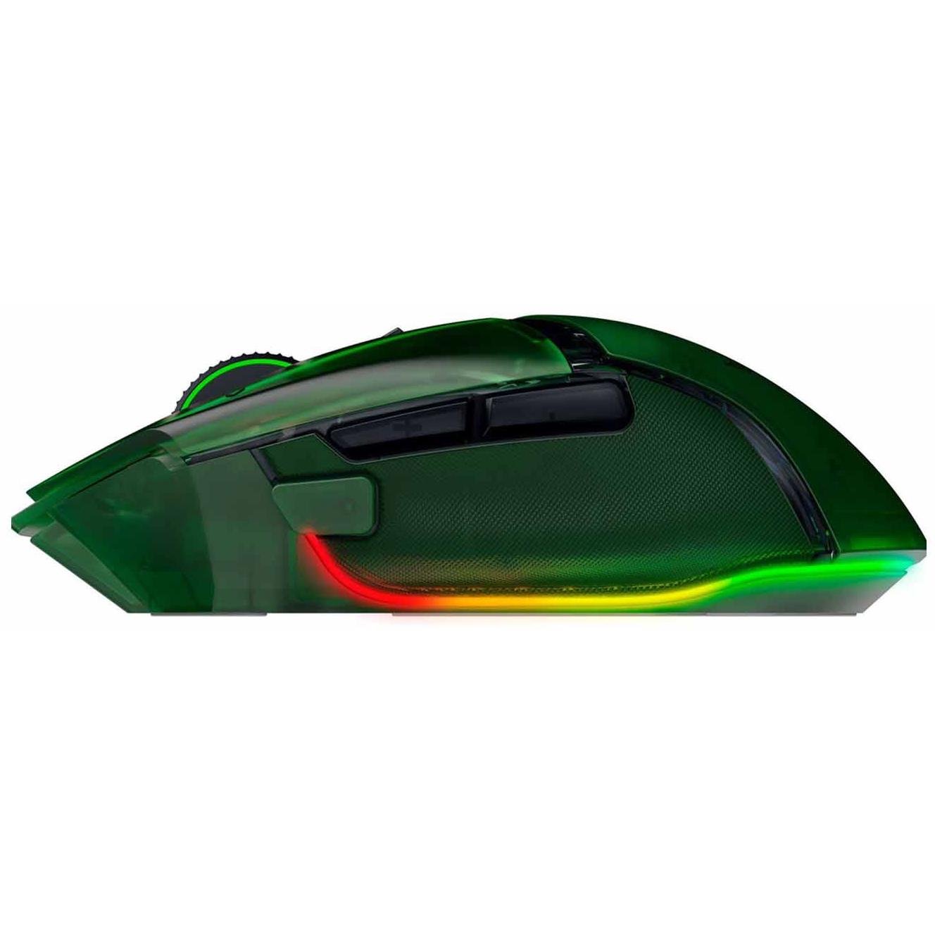 A large main feature product image of EX-DEMO Razer Basilisk V3 Pro 35K - Ergonomic Wireless Gaming Mouse (Phantom Green)