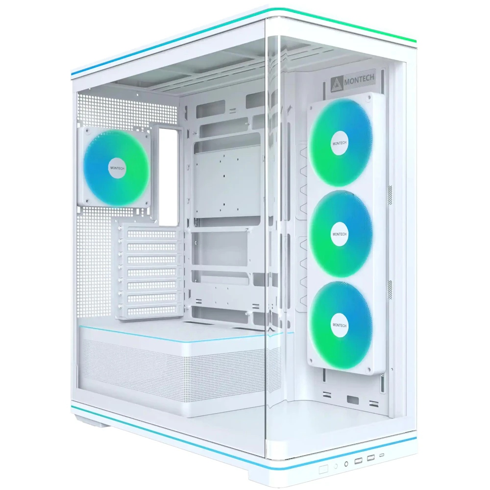 Montech TG3 Curved ARGB Mid Tower Case (White)
