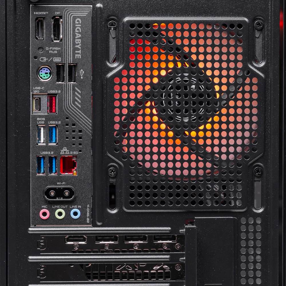 A large main feature product image of PLE Blaze RX 9070 XT Prebuilt Ready To Go Gaming PC