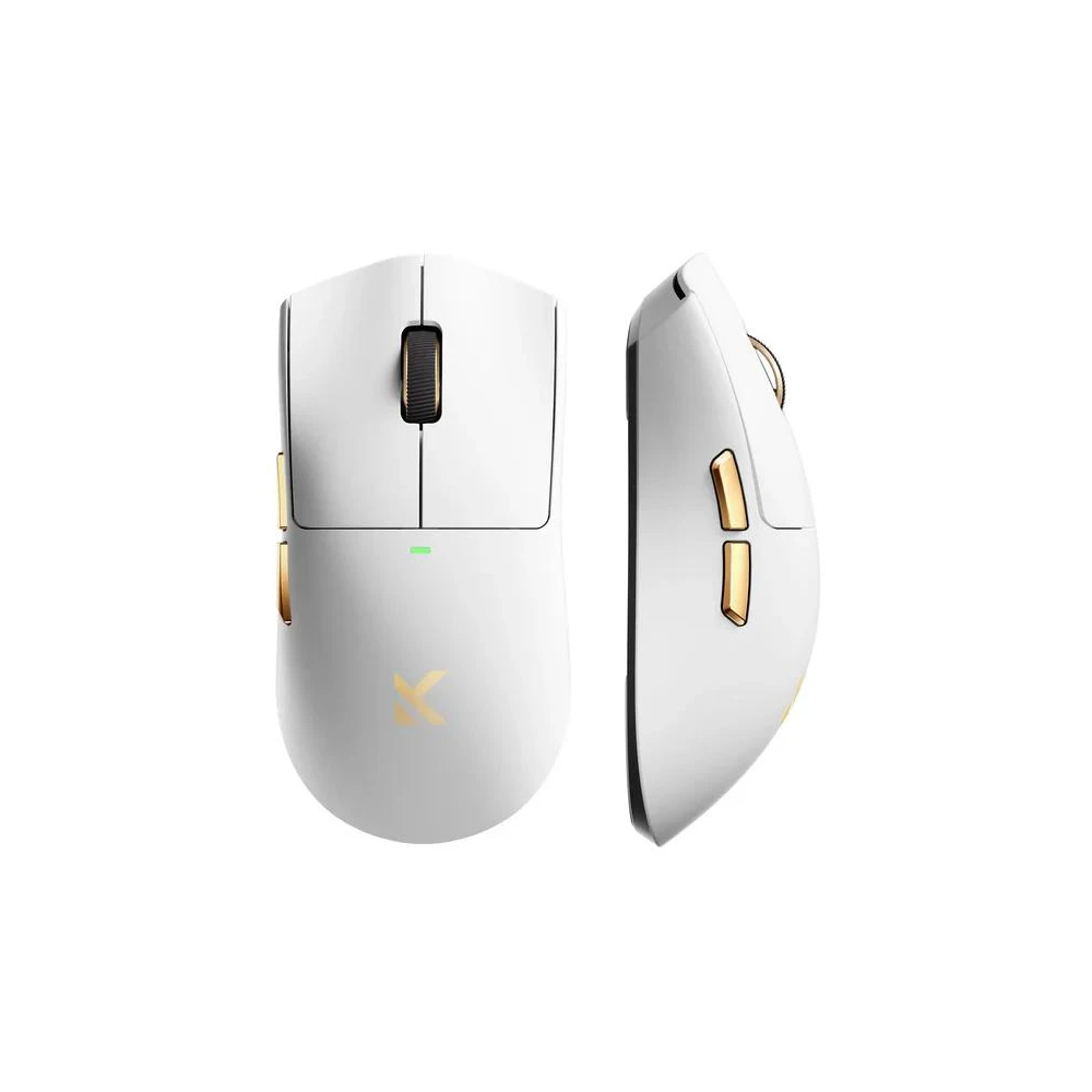 A large main feature product image of EX-DEMO MCHOSE K7 Ultra 8K Lightweight Wireless Gaming Mouse with Charging Dock and Carry Case - White Gold