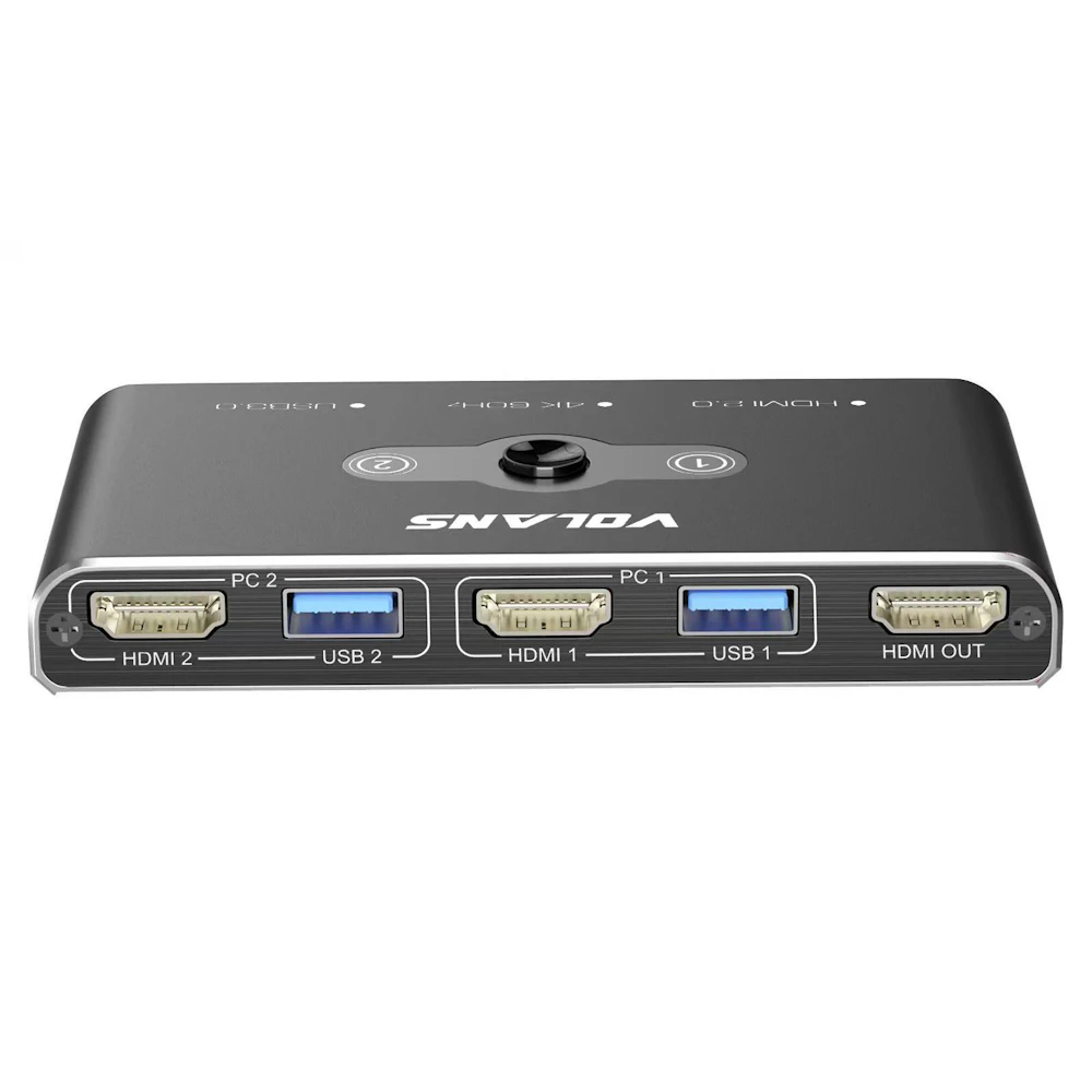 Volans Dual HDMI 2.0 (4K@60Hz) KVM Switch with 4xUSB3.0