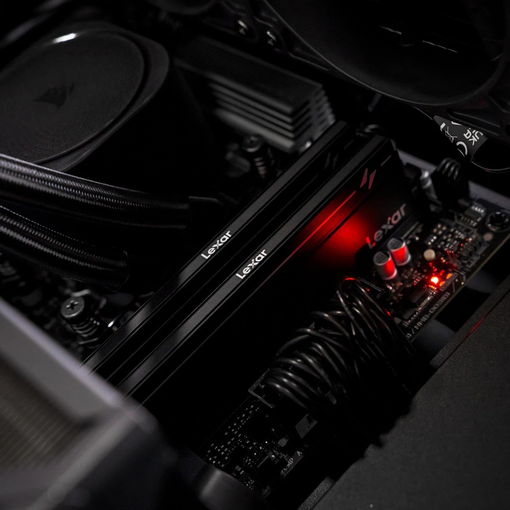 A large main feature product image of PLE Blackout RTX 5080 Prebuilt Ready To Go Gaming PC