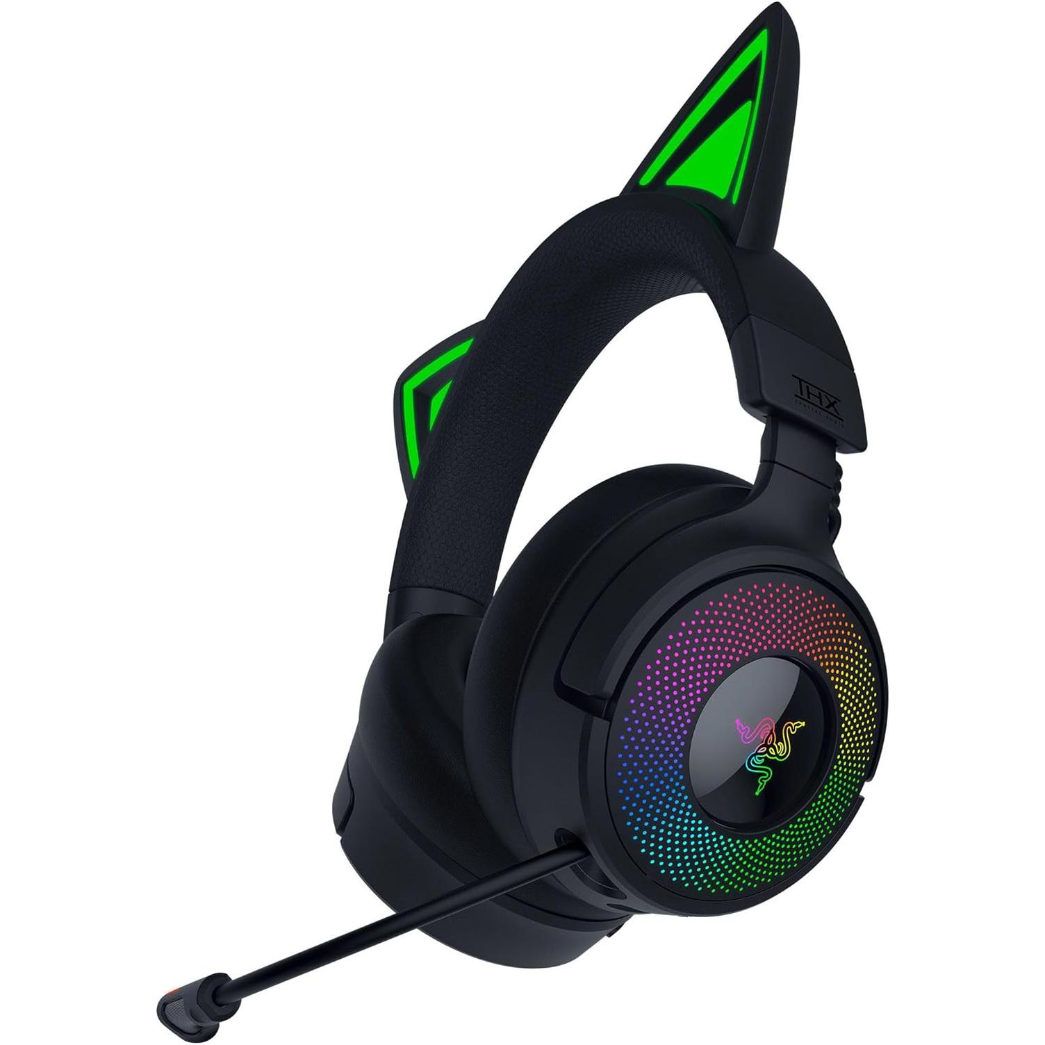 A large main feature product image of EX-DEMO Razer Kraken Kitty V3 Pro - Wireless RGB Gaming Headset (Black)