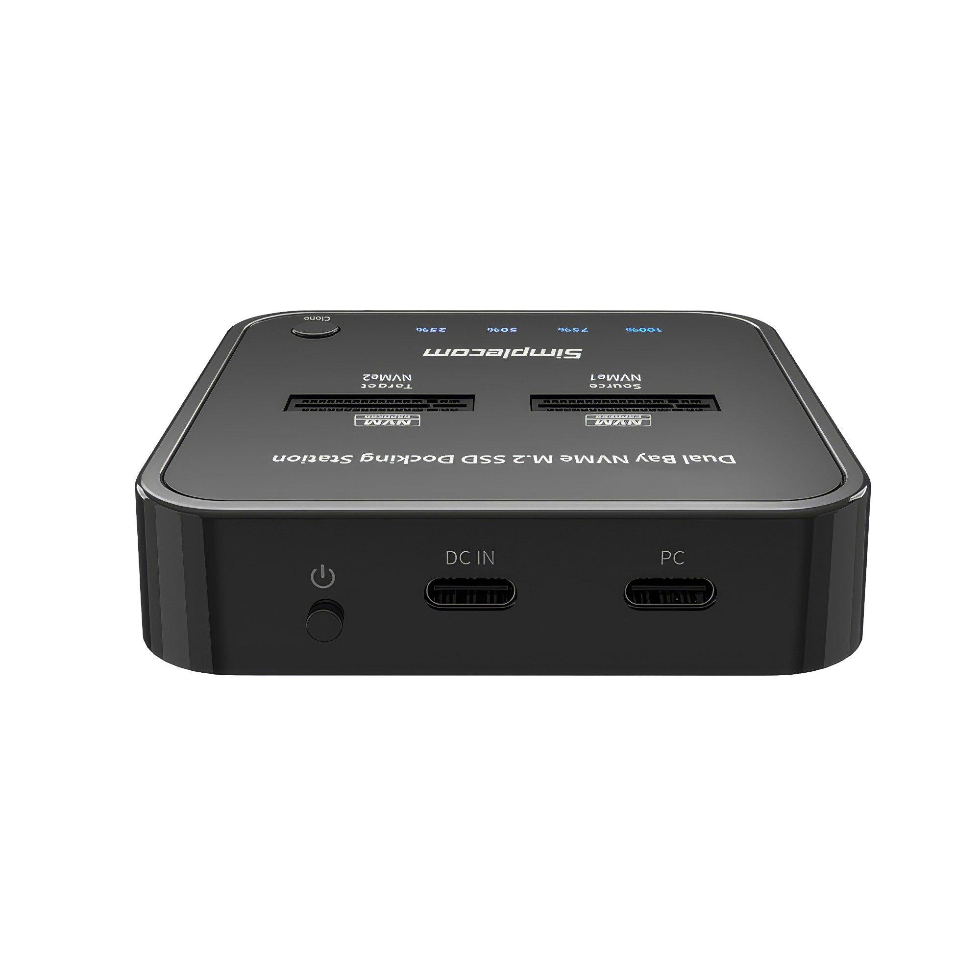 A large main feature product image of Simplecom SD550 V3 USB 3.2 Gen 2 to Dual Bay NVMe M.2 SSD Docking Station