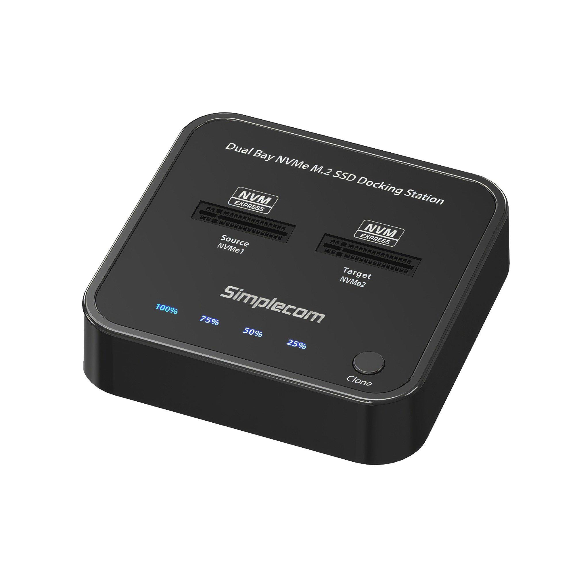 A large main feature product image of Simplecom SD550 V3 USB 3.2 Gen 2 to Dual Bay NVMe M.2 SSD Docking Station