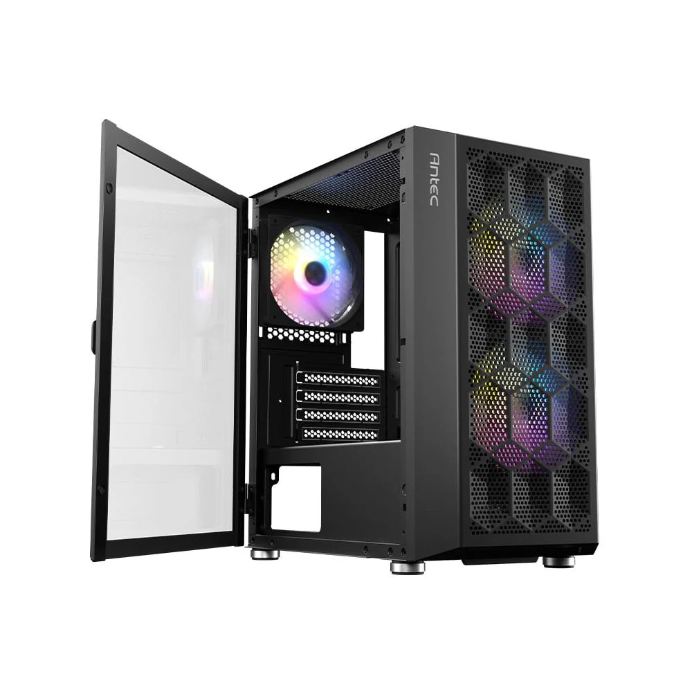 A large main feature product image of PLE AMD R5 RTX 5060 TI Prebuilt Ready To Go Gaming PC