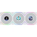 A product image of Lian LI UNI FAN TL120 LCD FLEX - 120mm Modular LCP Wireless PWM Reverse Blade Fan 3-Pack (White)