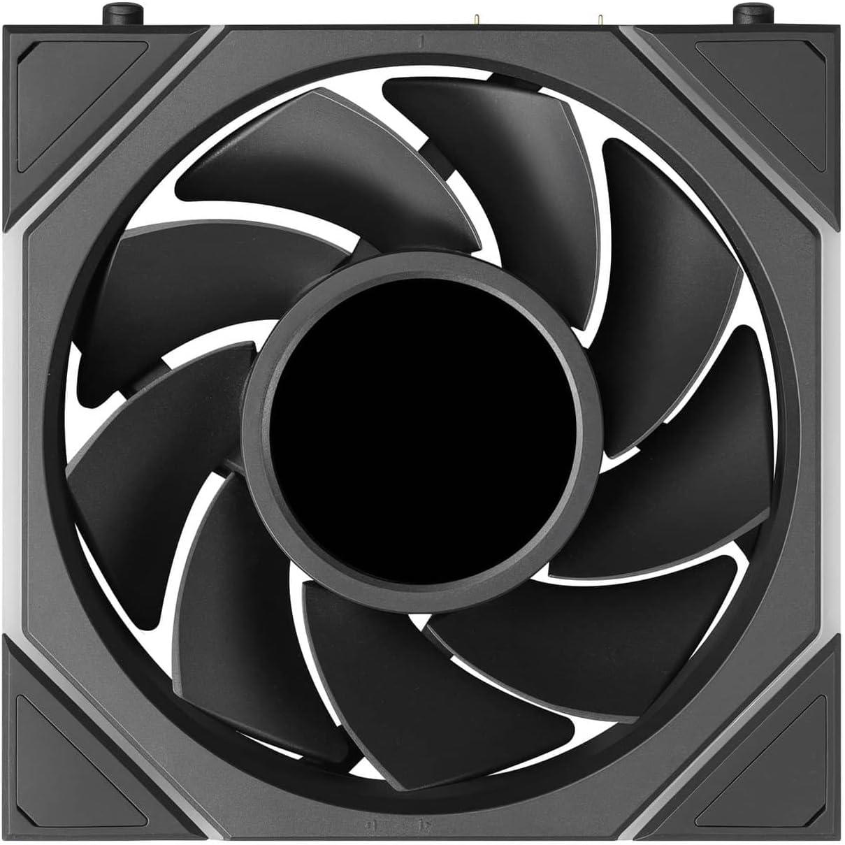 A large main feature product image of Lian LI UNI FAN TL120 LCD FLEX - 120mm Modular LCP Wireless PWM Reverse Blade Fan 3-Pack (Black)