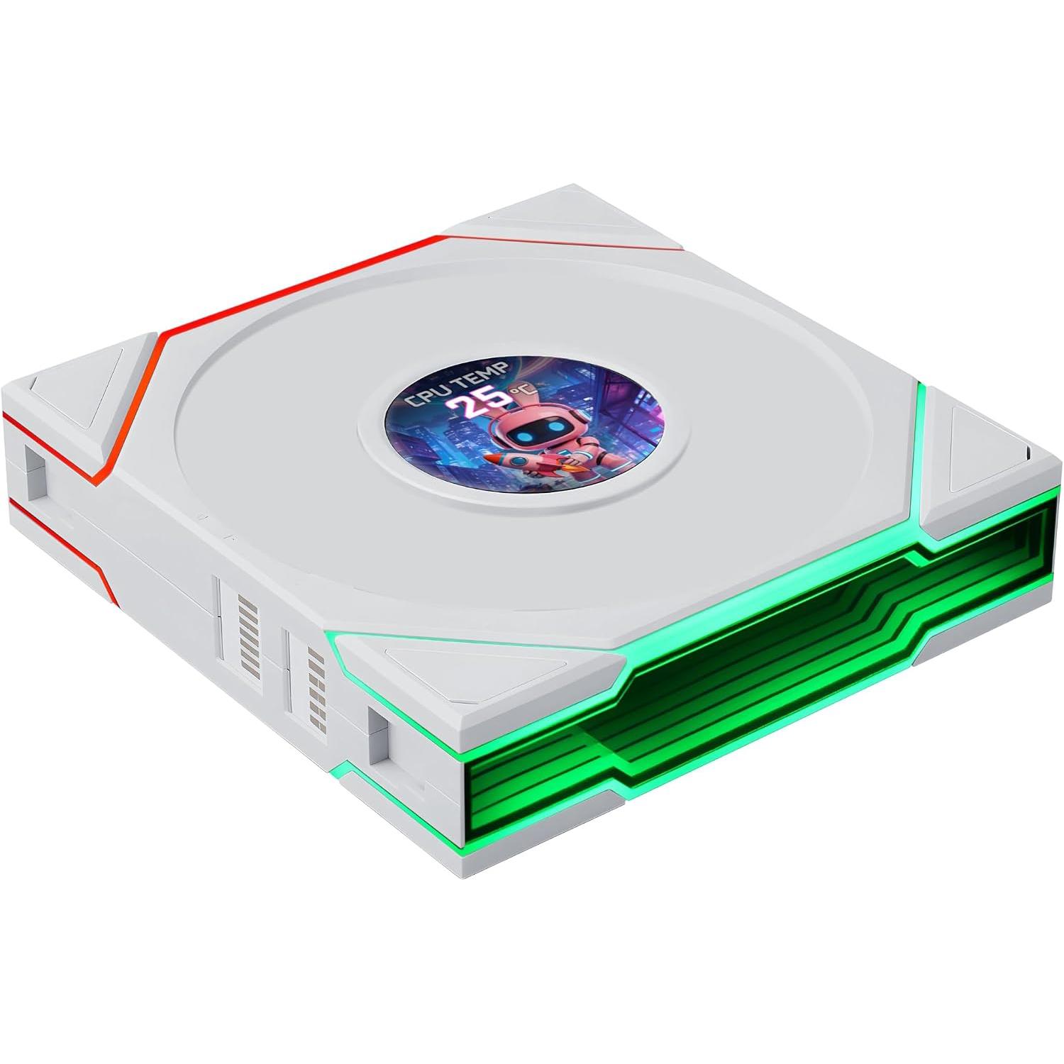 A large main feature product image of Lian LI UNI FAN TL120 LCD FLEX - 120mm Modular LCP Wireless PWM Reverse Blade Fan (White)