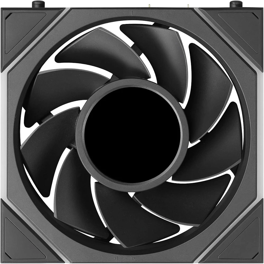 A large main feature product image of Lian LI UNI FAN TL120 LCD FLEX - 120mm Modular LCP Wireless PWM Reverse Blade Fan (Black)