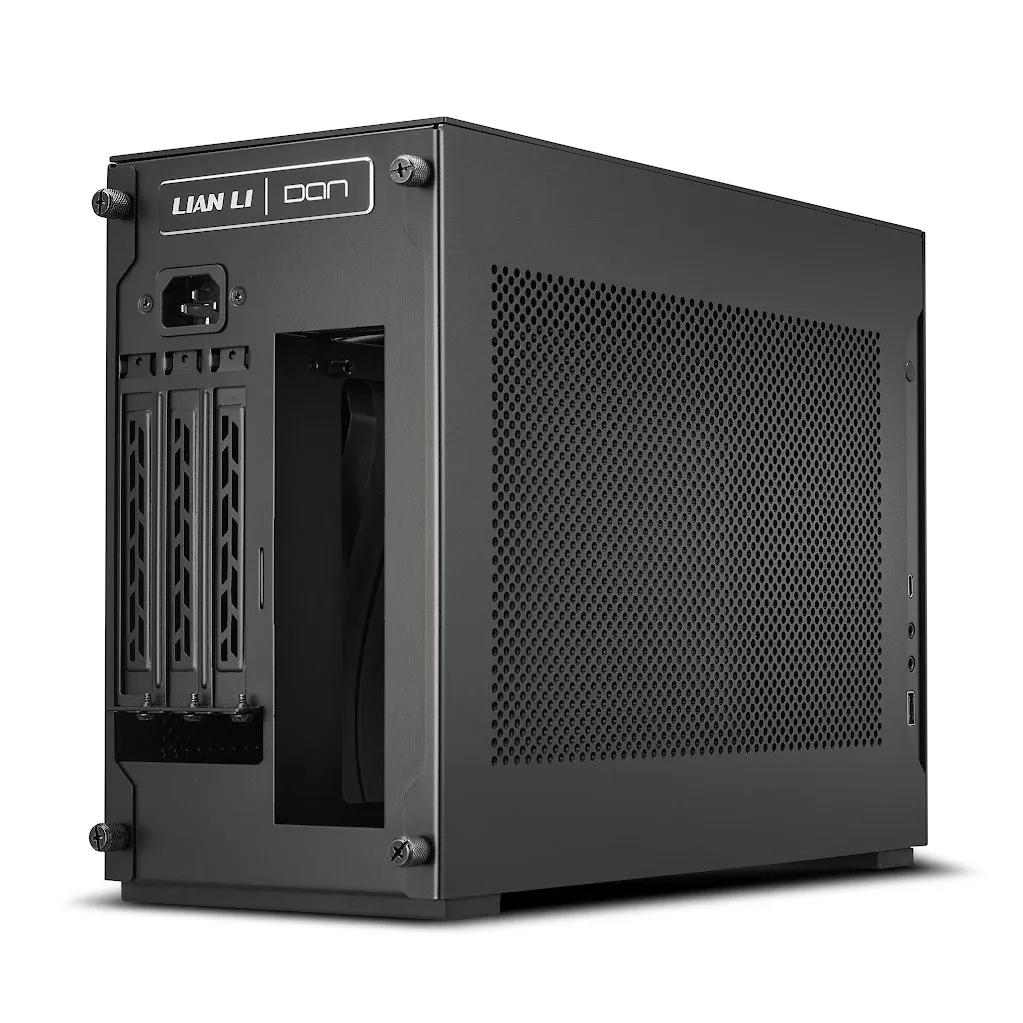 A large main feature product image of Lian Li A4-H2O PCIe 5.0 SFF 11L Mini-ITX Case (Black)