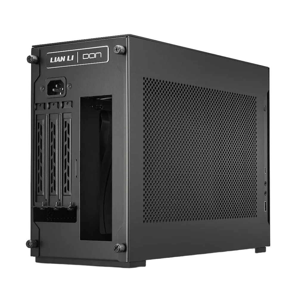 A large main feature product image of Lian Li A4-H2O PCIe 5.0 SFF 11L Mini-ITX Case (Black)
