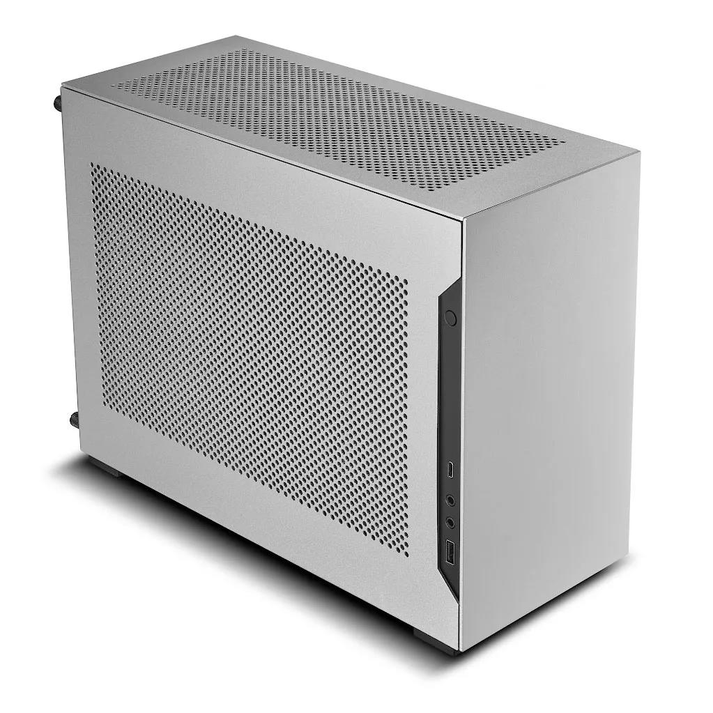 A large main feature product image of Lian Li A4-H2O PCIe 5.0 SFF 11L Mini-ITX Case (Silver)