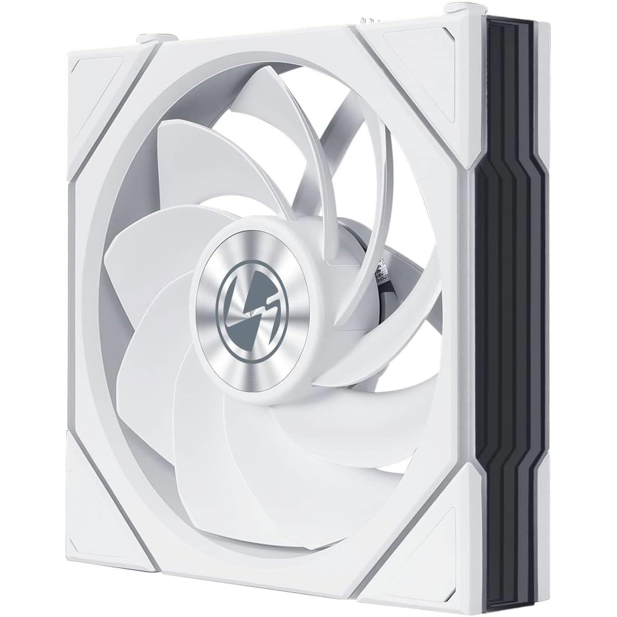 A large main feature product image of Lian LI UNI FAN TL120 FLEX - 120mm Modular LCP Wireless PWM Reverse Blade Fan 3-Pack (White)