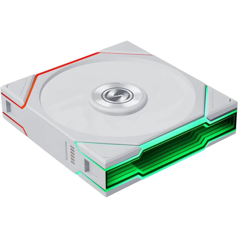 A large main feature product image of Lian LI UNI FAN TL120 FLEX - 120mm Modular LCP Wireless PWM Reverse Blade Fan 3-Pack (White)
