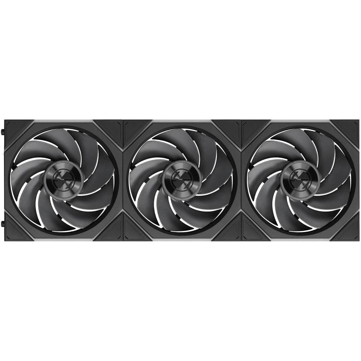 A large main feature product image of Lian LI UNI FAN TL120 FLEX - 120mm Modular LCP Wireless PWM Reverse Blade Fan 3-Pack (Black)