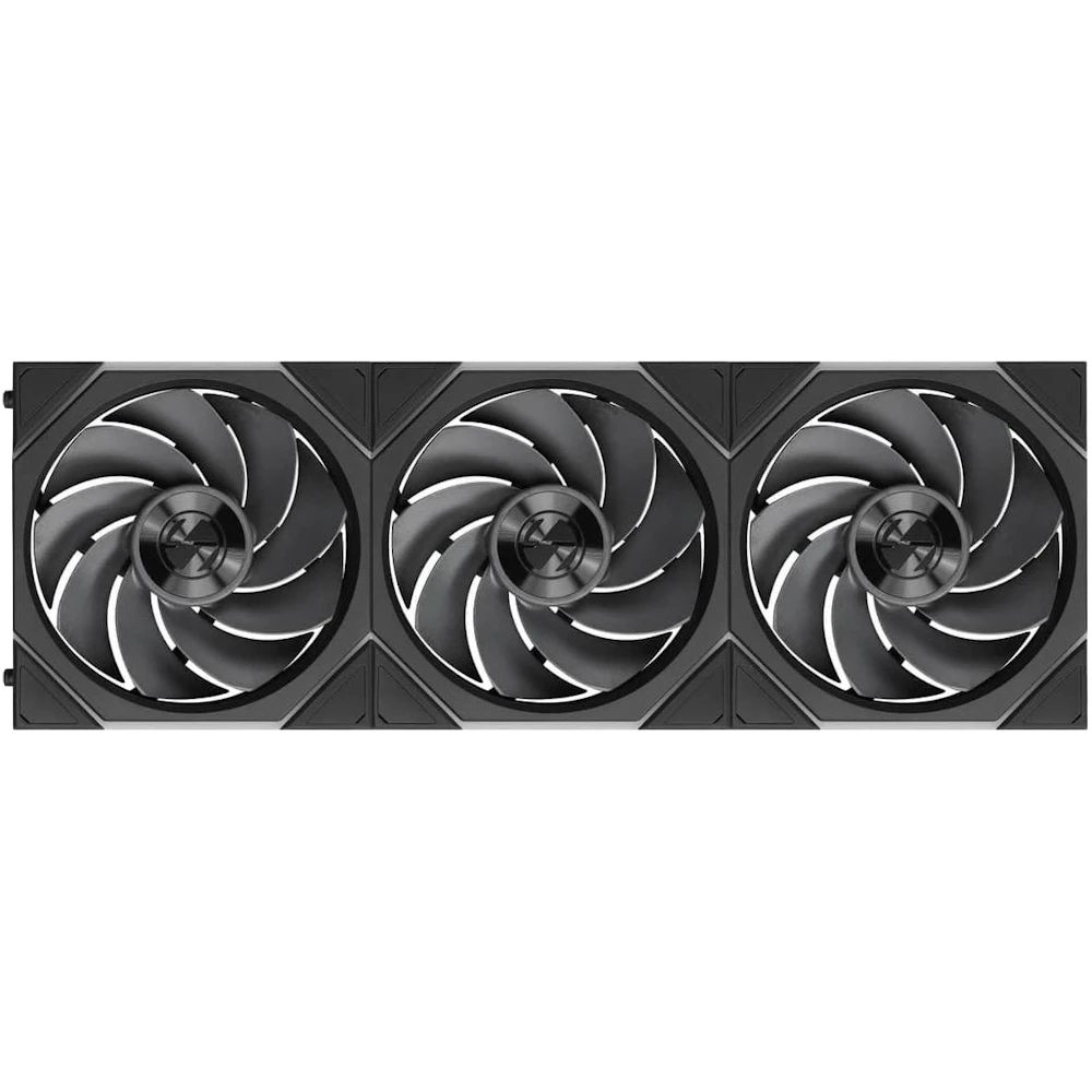 A large main feature product image of Lian LI UNI FAN TL120 FLEX - 120mm Modular LCP Wireless PWM Reverse Blade Fan 3-Pack (Black)
