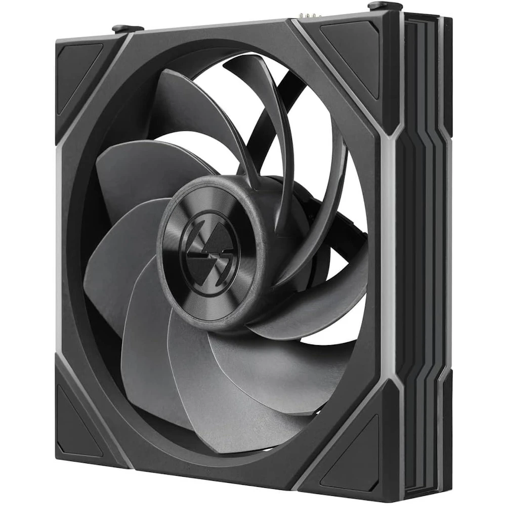 A large main feature product image of Lian LI UNI FAN TL120 FLEX - 120mm Modular LCP Wireless PWM Reverse Blade Fan 3-Pack (Black)