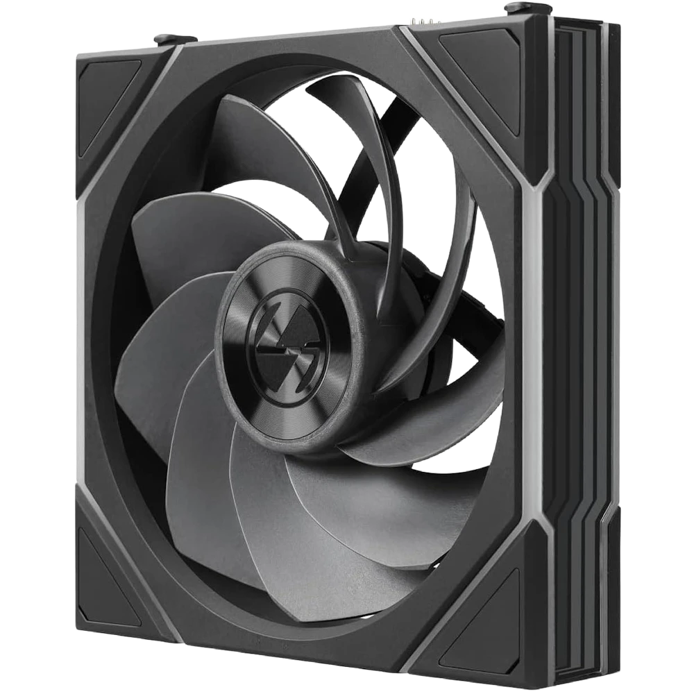 A large main feature product image of Lian LI UNI FAN TL120 FLEX - 120mm Modular LCP Wireless PWM Reverse Blade Fan 3-Pack (Black)