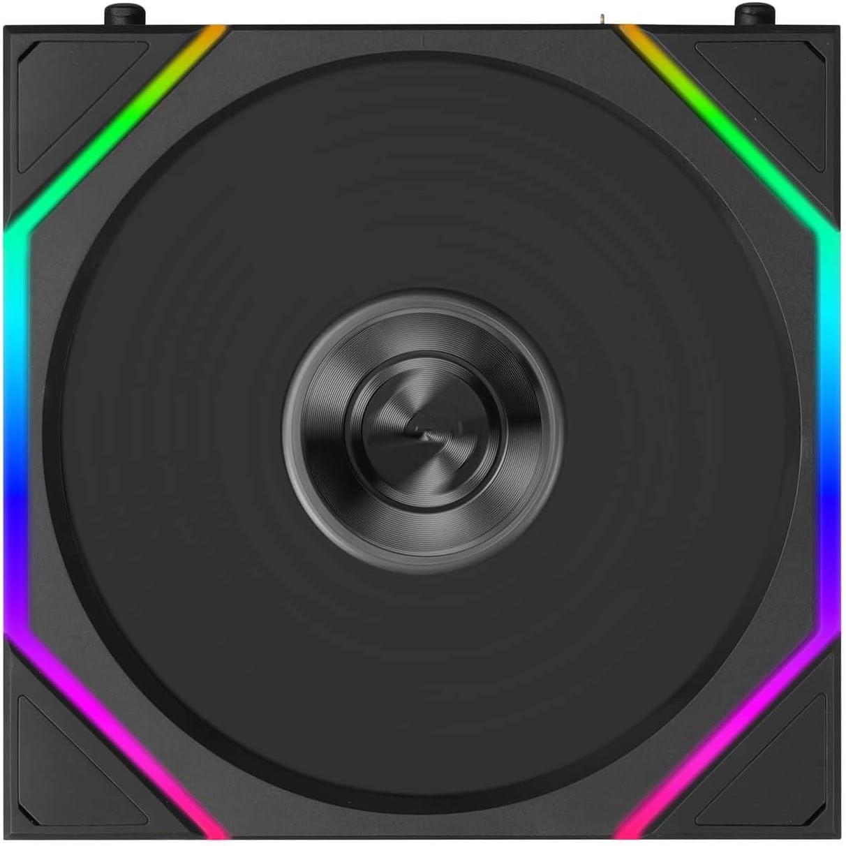 A large main feature product image of Lian LI UNI FAN TL120 FLEX - 120mm Modular LCP Wireless PWM Reverse Blade Fan 3-Pack (Black)