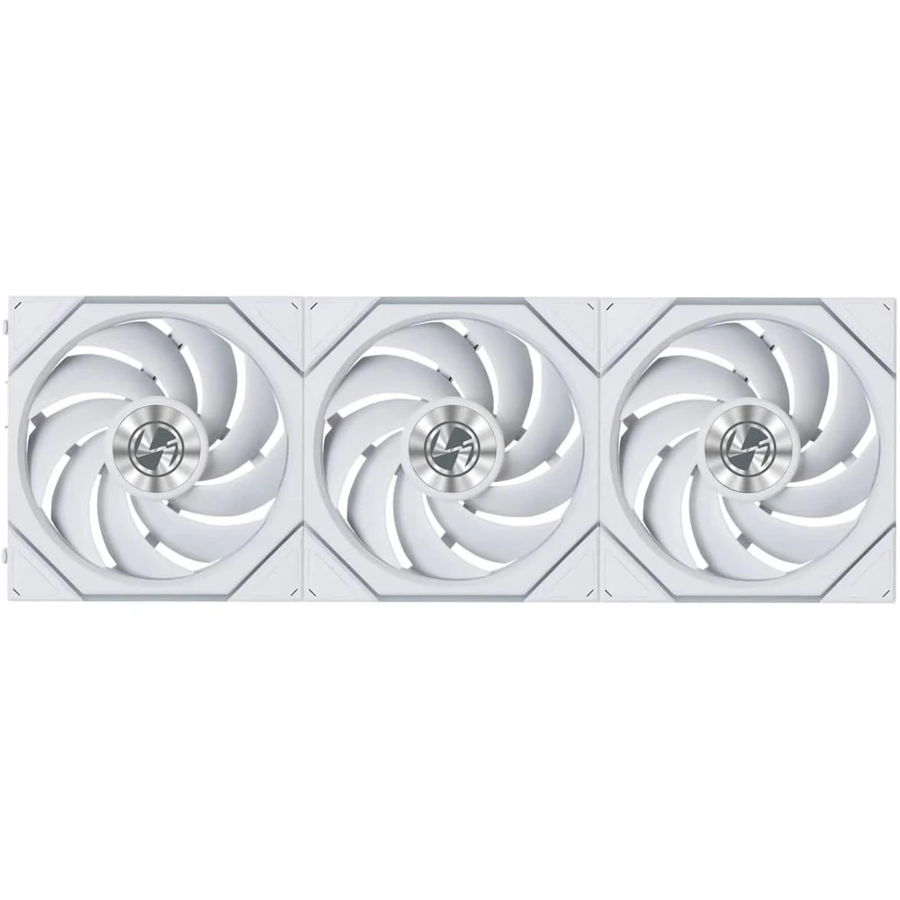 A large main feature product image of Lian LI UNI FAN TL120 FLEX - 120mm Modular LCP Wireless PWM Fan 3-Pack (White)