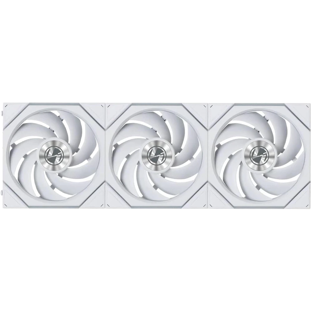 A large main feature product image of Lian LI UNI FAN TL120 FLEX - 120mm Modular LCP Wireless PWM Fan 3-Pack (White)