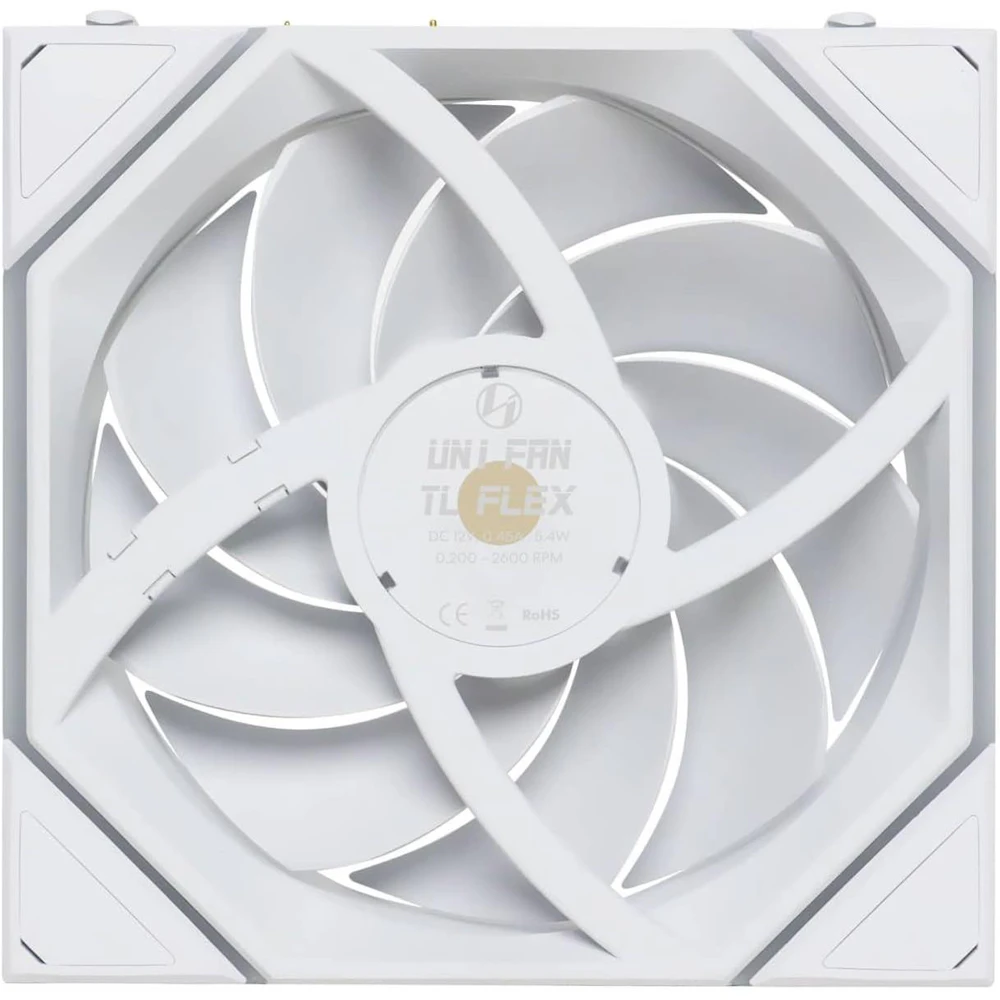 A large main feature product image of Lian LI UNI FAN TL120 FLEX - 120mm Modular LCP Wireless PWM Fan 3-Pack (White)