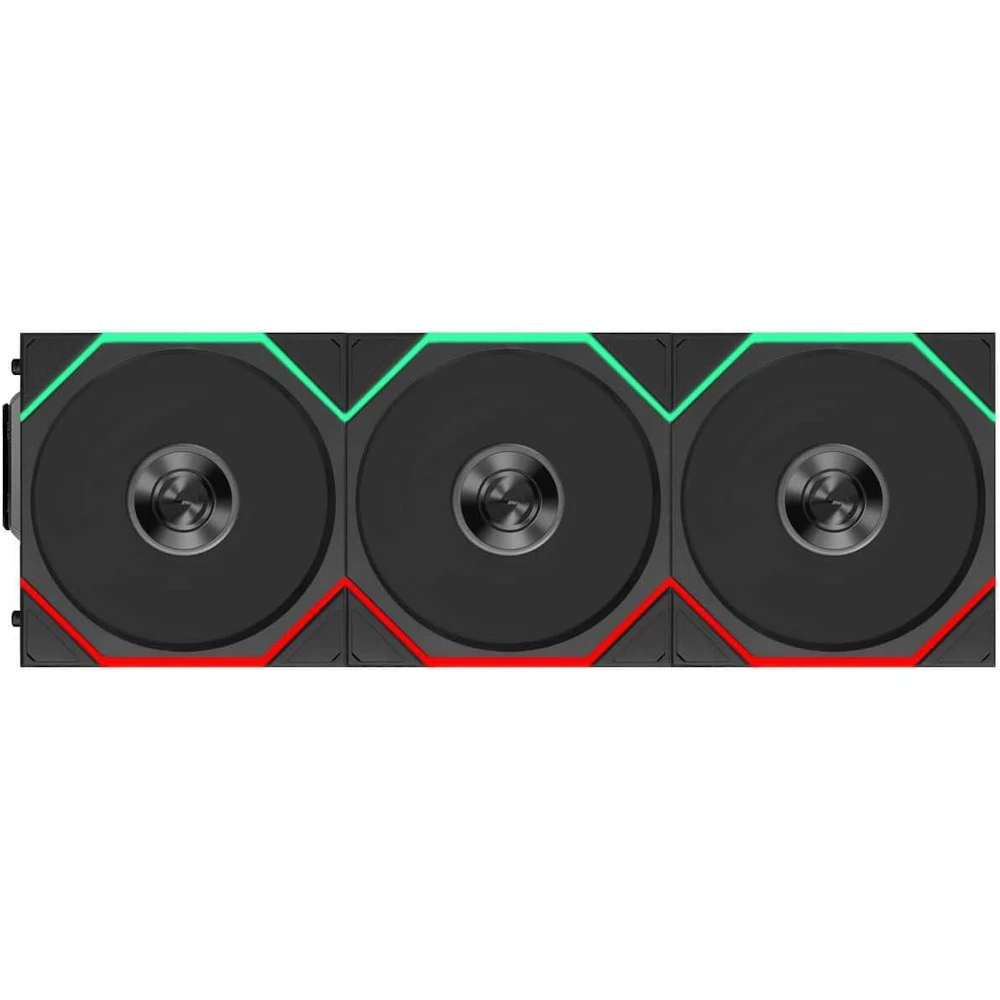 A large main feature product image of Lian LI UNI FAN TL120 FLEX - 120mm Modular LCP Wireless PWM Fan 3-Pack (Black)