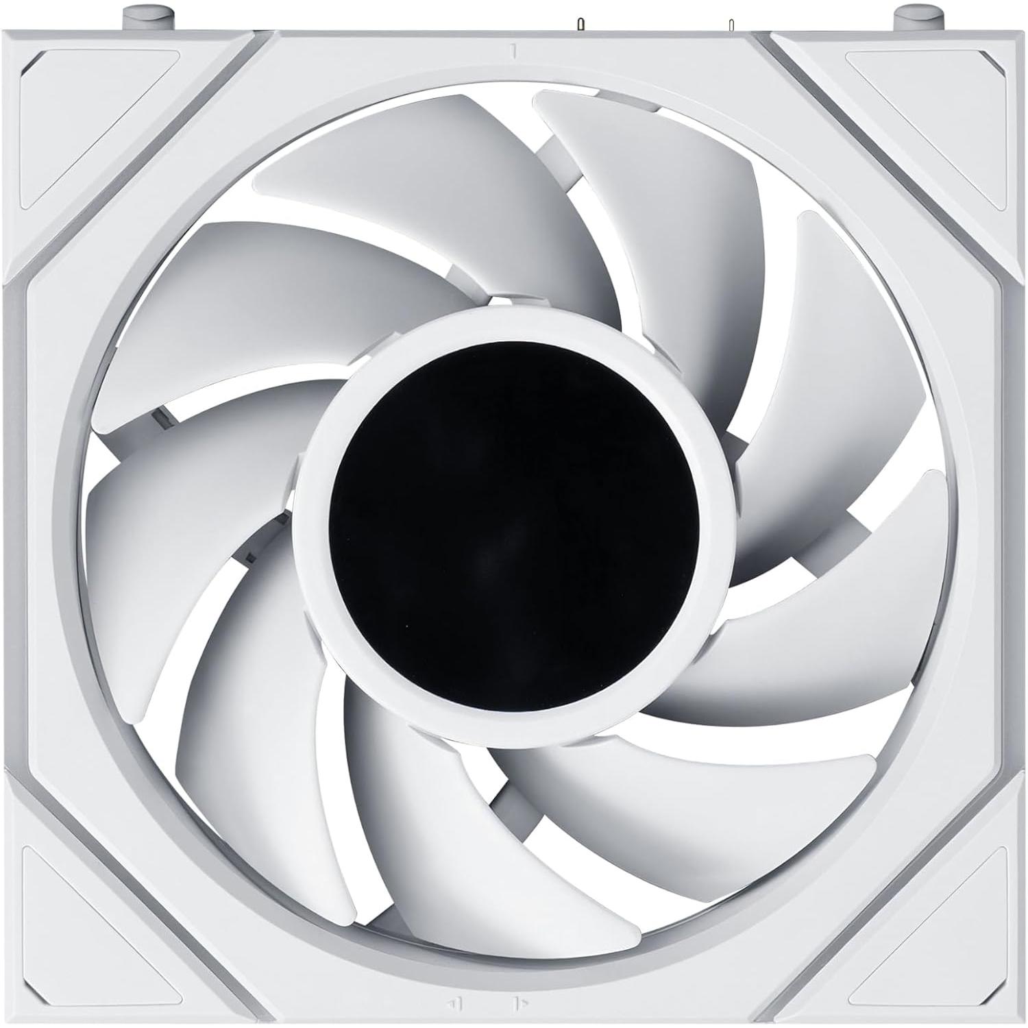 A large main feature product image of Lian LI UNI FAN TL120 LCD FLEX - 120mm Modular LCP Wireless PWM Fan (White)