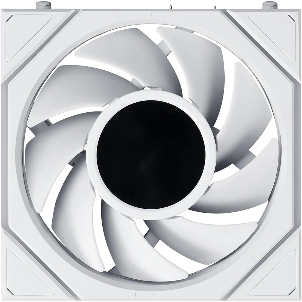A large main feature product image of Lian LI UNI FAN TL120 LCD FLEX - 120mm Modular LCP Wireless PWM Fan (White)