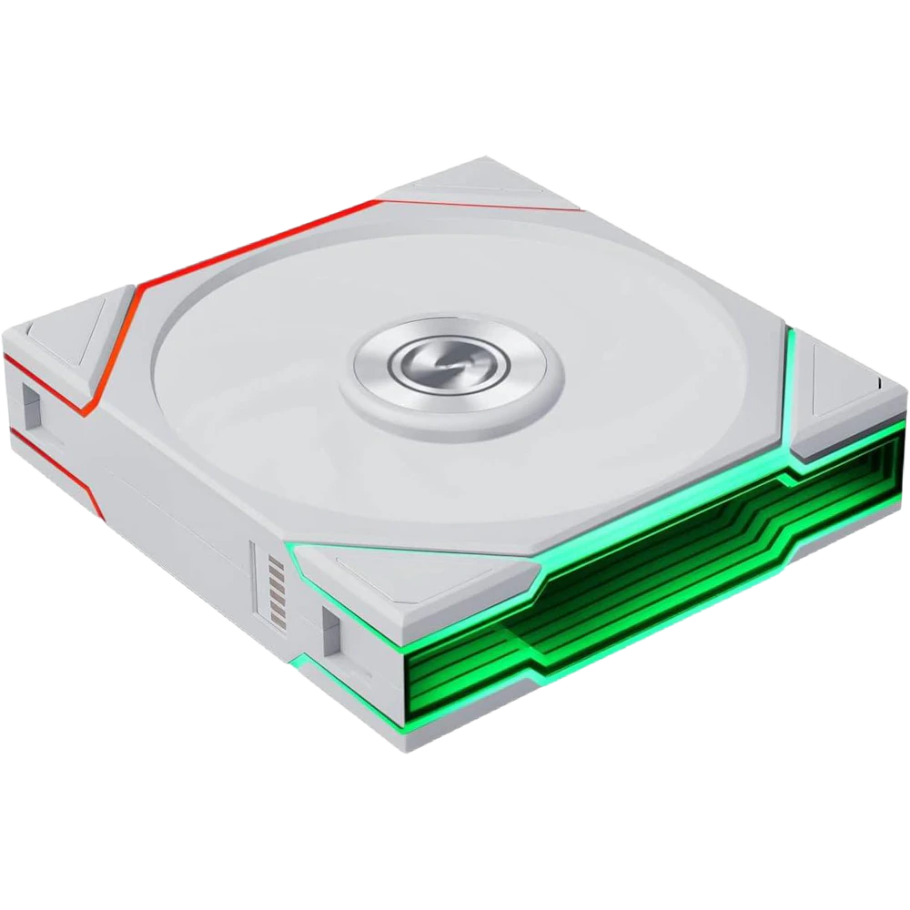 A large main feature product image of Lian LI UNI FAN TL120 FLEX - 120mm Modular LCP Wireless PWM Reverse Blade Fan (White)