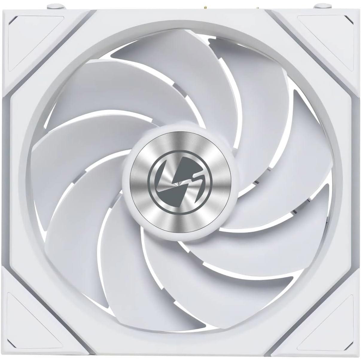 A large main feature product image of Lian LI UNI FAN TL120 FLEX - 120mm Modular LCP Wireless PWM Reverse Blade Fan (White)