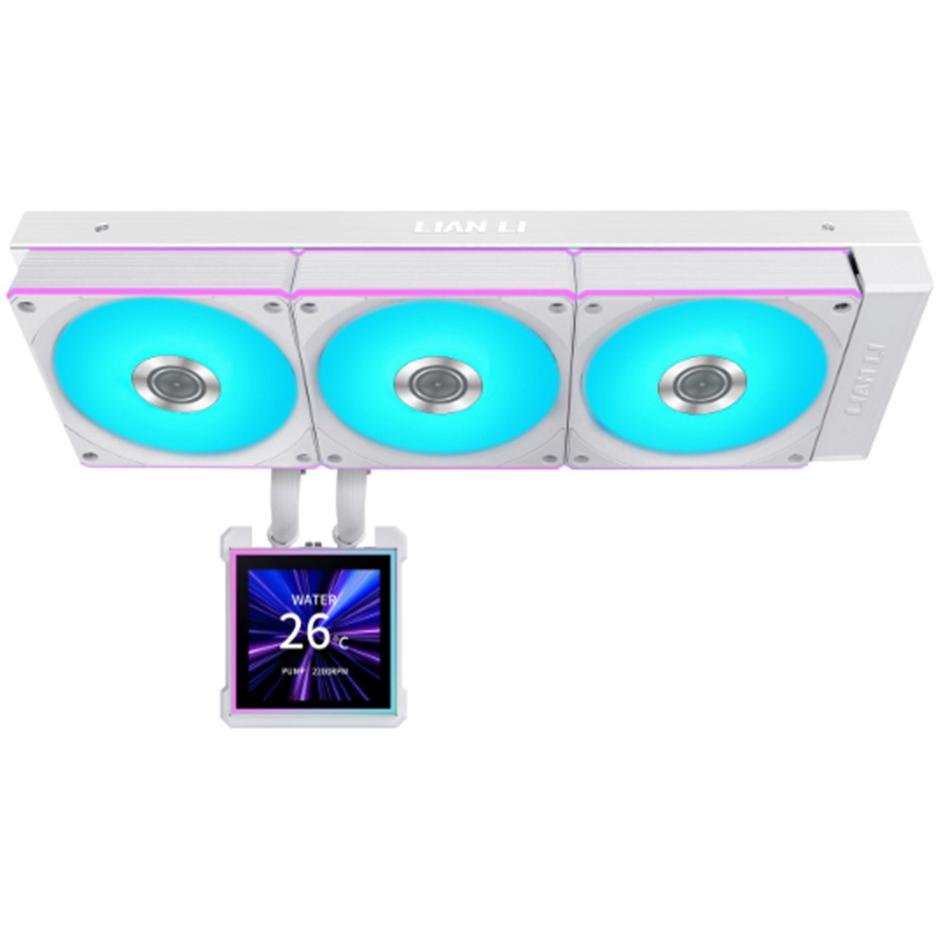A large main feature product image of Lian Li HydroShift II LCD-S 360CL - 360mm ARGB AIO Liquid CPU Cooler (White)